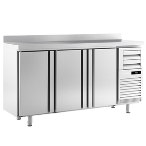 Triple Door Tall Back Bar Refrigerated Counter With Upstand