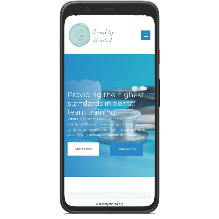 image of Freshly Minted website displayed on mobile phone