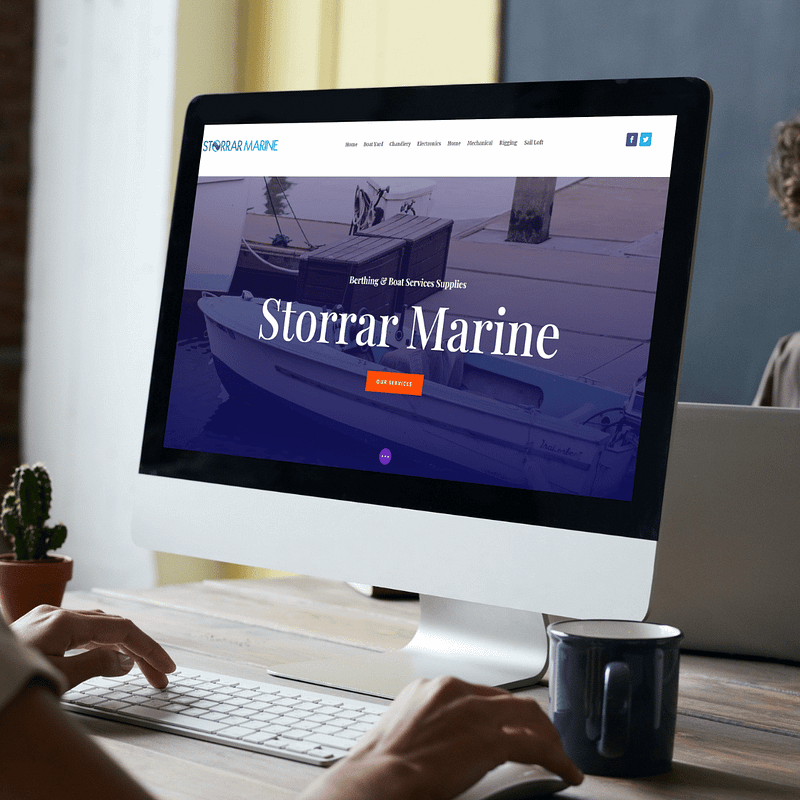 Desktop computer screen displaying the website for Storrar Marine