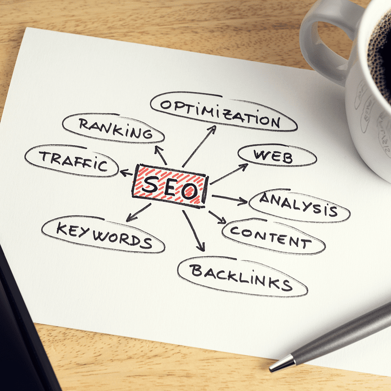 image of SEO strategy wrote on paper