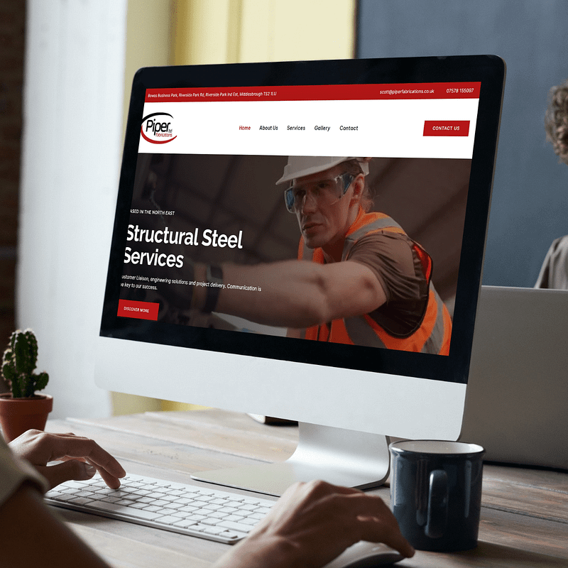 desktop computer featuring piper fabrications website